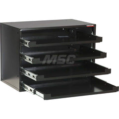 Platt & LaBonia - Small Parts Cabinets; Type: Slide Rack Cabinet w/ Drawers ; Number of Drawers: 4.000 ; Width (Inch): 20-1/2 ; Depth (Inch): 12-1/2 ; Height (Inch): 15 ; Frame Material: Steel - Exact Tool & Supply