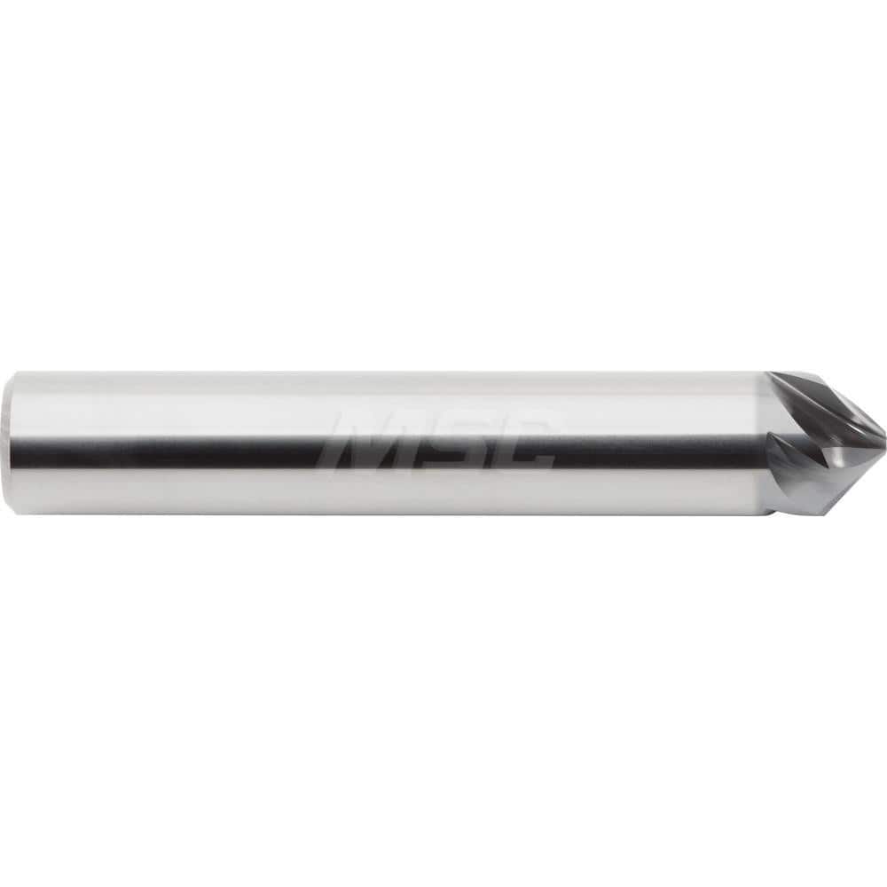 M.A. Ford - Chamfer Mills; Cutter Head Diameter (Inch): 1/8 ; Included Angle A: 90 ; Chamfer Mill Material: Solid Carbide ; Chamfer Mill Finish/Coating: AlCrN ; Overall Length (Inch): 2-1/2 ; Shank Diameter (Inch): 1/4 - Exact Tool & Supply