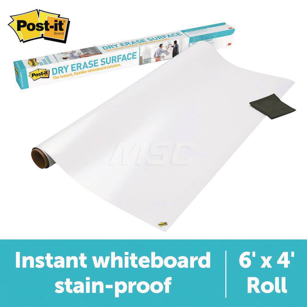 3M - Whiteboards & Magnetic Dry Erase Boards; Type: Dry Erase ; Height (Inch): 48 ; Width (Inch): 72 ; Material: Dry Erase Surface ; Included Accessories: Cleaning Cloth ; Color: White - Exact Tool & Supply