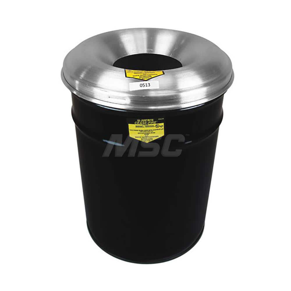 Justrite - Fire-Resistant Drums & Heads; Drum Capacity (Gal.): 15.00 ; Head Material: Aluminum ; Drum Material: Steel ; Outside Diameter (Inch): 15.125 ; Opening Diameter (Inch): 13.125 ; Height (Inch): 25.75 - Exact Tool & Supply