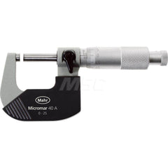Mahr - Mechanical Outside Micrometers; Minimum Measurement (mm): 0 ; Minimum Measurement (Inch): 0 ; Minimum Measurement (Decimal Inch): 0 ; Maximum Measurement (mm): 25 ; Maximum Measurement (Inch): 0.98 ; Graduation (mm): 0.01 - Exact Tool & Supply