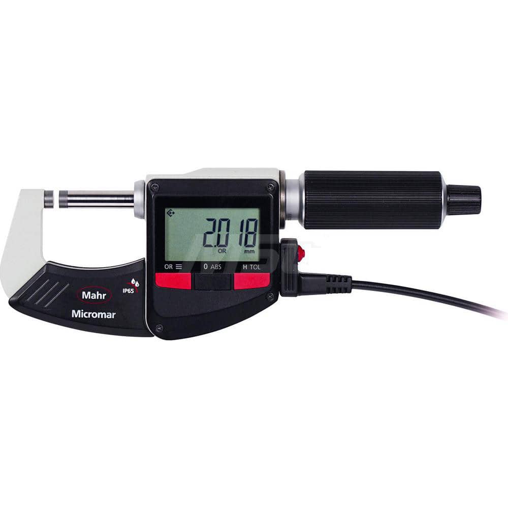 Mahr - Electronic Outside Micrometers; Type: Digital Outside Micrometer ; Minimum Measurement (Decimal Inch): 4 ; Minimum Measurement (mm): 100 ; Maximum Measurement (mm): 125 ; Thimble Type: Ratchet ; Calibrated: Yes - Exact Tool & Supply