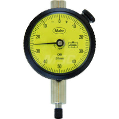Mahr - Dial Drop Indicators; Maximum Measurement (Inch): 0.02 ; Maximum Measurement (mm): 0.50 ; Dial Graduation (mm): 0.0020 ; Dial Graduation (Decimal Inch): 7.870000 ; Dial Reading: 0-10-0 ; Dial Diameter (mm): 45.00 - Exact Tool & Supply