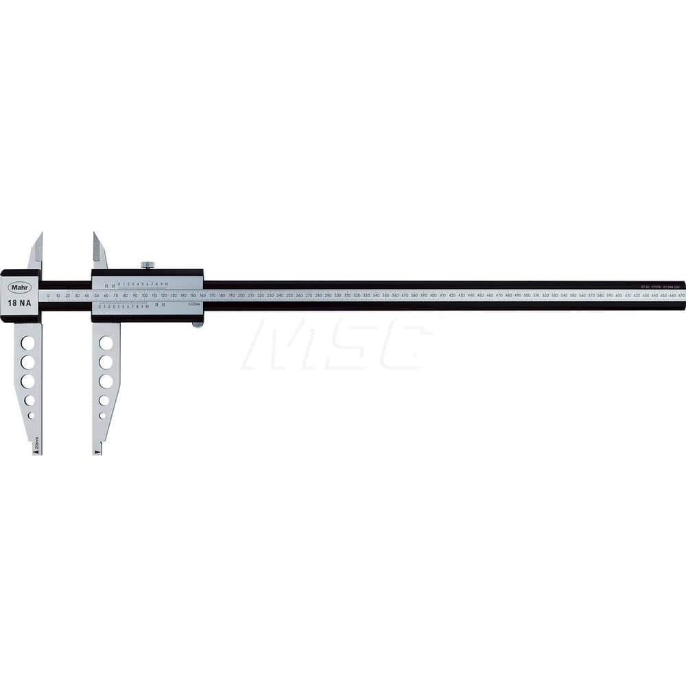 Mahr - Vernier Calipers; Minimum Measurement (mm): 0 ; Minimum Measurement (Decimal Inch): 0 ; Maximum Measurement (Decimal Inch): 20 ; Maximum Measurement (mm): 500 ; Graduation (mm): 0.02 ; Jaw Depth (mm): 150.00 - Exact Tool & Supply