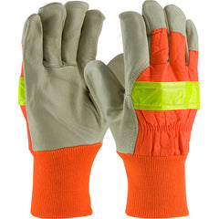 ‎125-448/XL Leather Palm Gloves - Hi-Vis Fabric - 3M Thinsulate Lining - Top Grain Pigskin - KW - Exact Tool & Supply