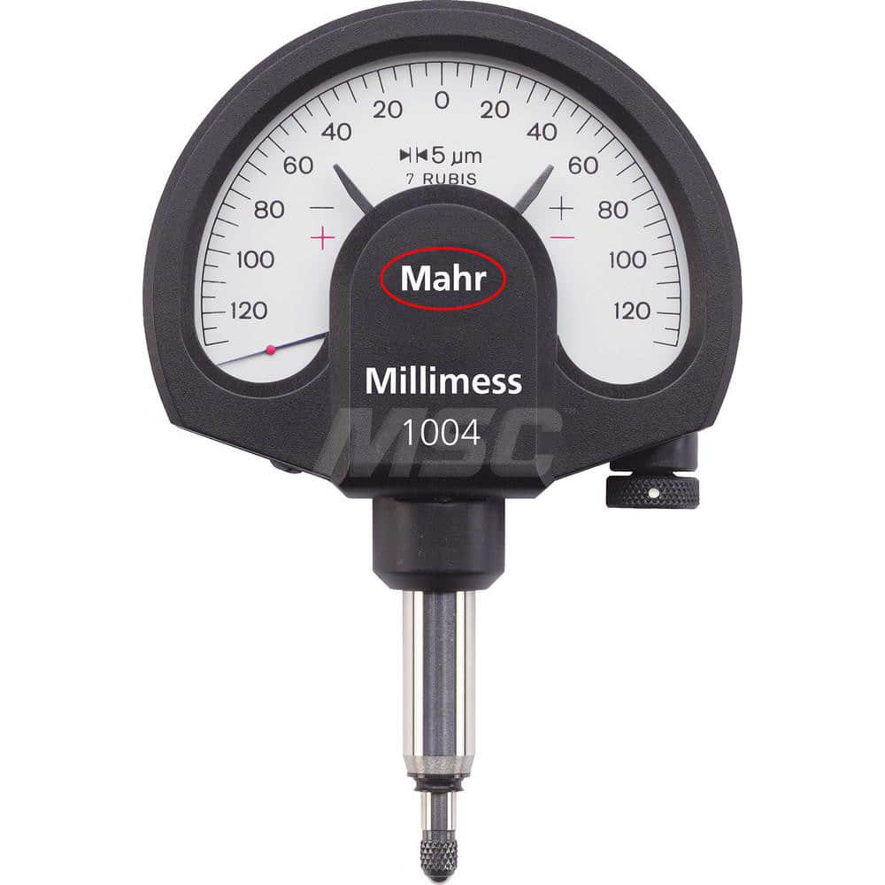 Mahr - Dial Comparator Gages; Dial Graduation (Decimal Inch): 0.001000 ; Dial Graduation (mm): 0.0500 ; Dial Graduation (micro m): 5.00 ; Accuracy (micro m): 3.5 (Ge); 4 (Gges); 3 (Gt) ; Accuracy (Decimal Inch): 0.0001 ; Maximum Measurement (Decimal Inch - Exact Tool & Supply