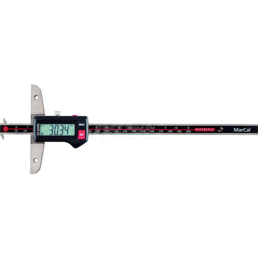 Mahr - Electronic Depth Gages; Minimum Measurement (mm): 0 ; Minimum Measurement (Decimal Inch): 0 ; Maximum Measurement (Decimal Inch): 8 ; Maximum Measurement (mm): 200 ; Resolution (mm): 0.01 ; Resolution (Decimal Inch): 0.0005 - Exact Tool & Supply