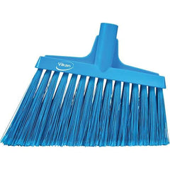 Vikan - 11-1/2" Wide, Blue Polyester Bristles, Angled Broom - Flagged, Water Resistant - Exact Tool & Supply