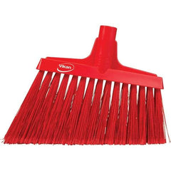 Vikan - 11-1/2" Wide, Red Polyester Bristles, Angled Broom - Flagged, Water Resistant - Exact Tool & Supply