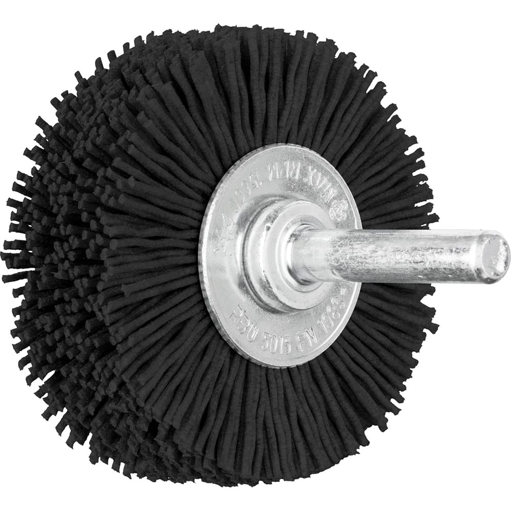 PFERD - Wheel Brushes; Outside Diameter (Inch): 2 ; Wire Type: Crimped ; Fill Material: Nylon; Silicon Carbide ; Trim Length (Inch): 1/2 ; Filament Wire Diameter Range: Up to 0.0099 ; Maximum RPM: 15000.000 - Exact Tool & Supply