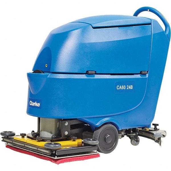 Clarke - 24" Cleaning Width, Battery Powered Walk Behind & Floor Scrubber - 1 hp, 2,250 RPM, 47" Water Lift, 16 Gal Tank Capacity, Series CA60 - Exact Tool & Supply