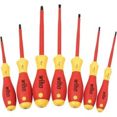 Wiha - Screwdriver Sets Screwdriver Types Included: Insulated Slotted; Phillips; Square Number of Pieces: 7 - Exact Tool & Supply