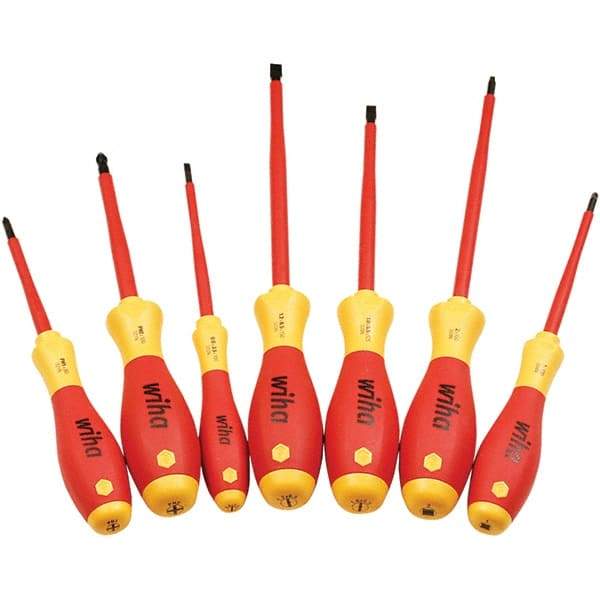 Wiha - Screwdriver Sets Screwdriver Types Included: Insulated Slotted; Phillips Number of Pieces: 7 - Exact Tool & Supply