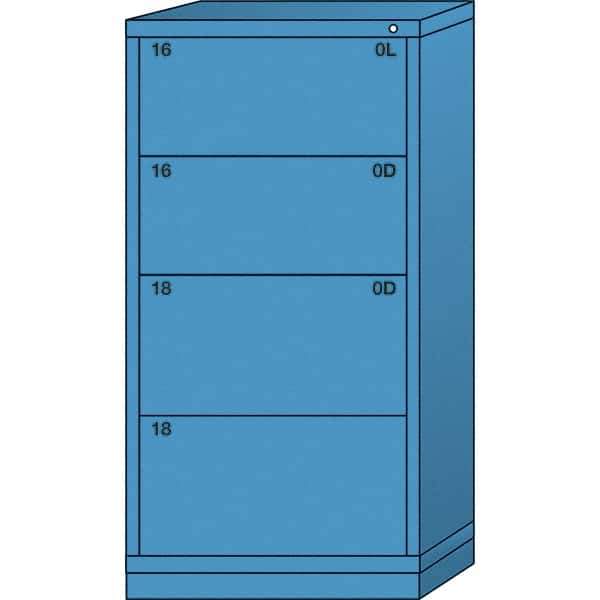 Lyon - 4 Drawer, Standard Eye-Level - Multiple Drawer Access Cabinet - Steel, 30" Wide x 28-1/4" Deep x 59-1/4" High, Wedgewood Blue - Exact Tool & Supply