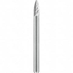 SGS Pro - 1/8" Cut Diam, 1/8" Shank Diam, Tungsten Carbide Double Cut Pointed Tree Burr - Exact Tool & Supply