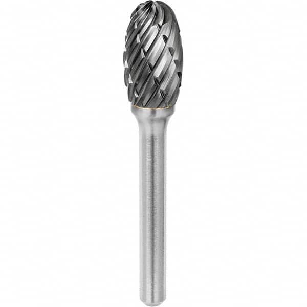 SGS Pro - 1/2" Cut Diam, 1/4" Shank Diam, Tungsten Carbide Steel Cut Oval Burr - Exact Tool & Supply