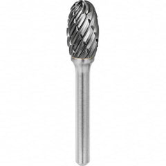 SGS Pro - 1/2" Cut Diam, 1/4" Shank Diam, Tungsten Carbide Steel Cut Oval Burr - Exact Tool & Supply