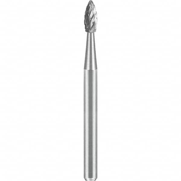 SGS Pro - 1/8" Cut Diam, 1/8" Shank Diam, Tungsten Carbide Double Cut Flame Burr - Exact Tool & Supply