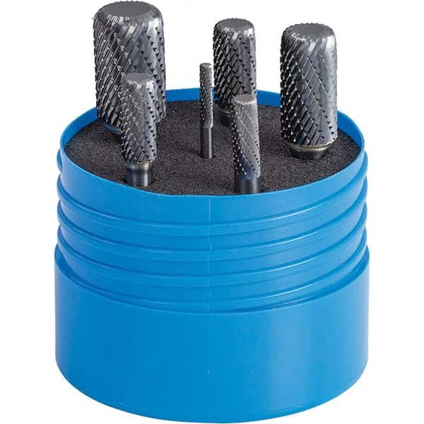SGS Pro - Burr Sets Head Shape: (6) Corner Radius/Cylinder Tooth Style: Double Cut - Exact Tool & Supply