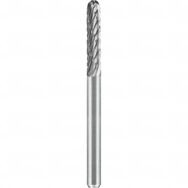 SGS Pro - 1/8" Cut Diam, 1/8" Shank Diam, Tungsten Carbide Double Cut Ball Nose Cylinder Burr - Exact Tool & Supply