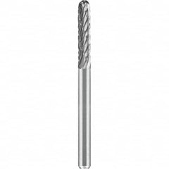 SGS Pro - 1/8" Cut Diam, 1/8" Shank Diam, Tungsten Carbide Double Cut Ball Nose Cylinder Burr - Exact Tool & Supply