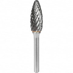 SGS Pro - 1/2" Cut Diam, 1/4" Shank Diam, Tungsten Carbide Steel Cut Flame Burr - Exact Tool & Supply