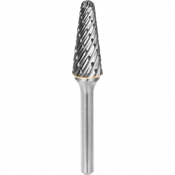 SGS Pro - 3/8" Cut Diam, 1/4" Shank Diam, Tungsten Carbide Steel Cut Ball Nose Cone Burr - Exact Tool & Supply
