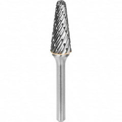 SGS Pro - 3/8" Cut Diam, 1/4" Shank Diam, Tungsten Carbide Steel Cut Ball Nose Cone Burr - Exact Tool & Supply