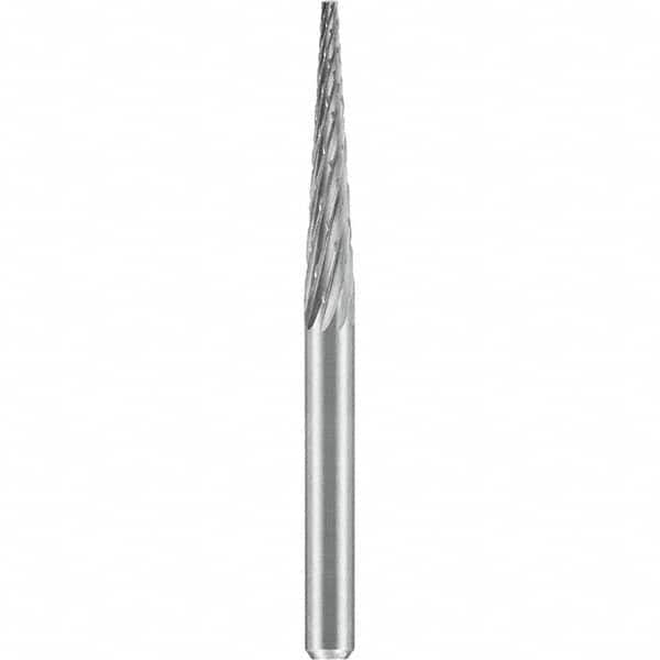 SGS Pro - 1/8" Cut Diam, 1/8" Shank Diam, Tungsten Carbide Double Cut Cone Burr - Exact Tool & Supply