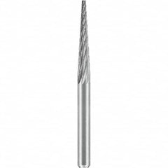 SGS Pro - 1/8" Cut Diam, 1/8" Shank Diam, Tungsten Carbide Double Cut Cone Burr - Exact Tool & Supply