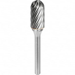 SGS Pro - 5/16" Cut Diam, 1/4" Shank Diam, Tungsten Carbide Inox Cut Ball Nose Cylinder Burr - Exact Tool & Supply