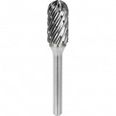 SGS Pro - 1/2" Cut Diam, 1/4" Shank Diam, Tungsten Carbide Steel Cut Ball Nose Cylinder Burr - Exact Tool & Supply