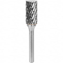 SGS Pro - 3/8" Cut Diam, 1/4" Shank Diam, Tungsten Carbide Steel Cut Cylinder Burr - Exact Tool & Supply