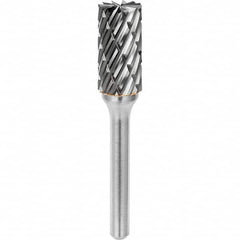 SGS Pro - 3/8" Cut Diam, 1/4" Shank Diam, Tungsten Carbide Steel Cut Cylinder Burr with End Cut - Exact Tool & Supply