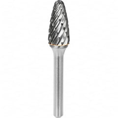 SGS Pro - 3/8" Cut Diam, 1/4" Shank Diam, Tungsten Carbide Steel Cut Ball Nose Tree Burr - Exact Tool & Supply