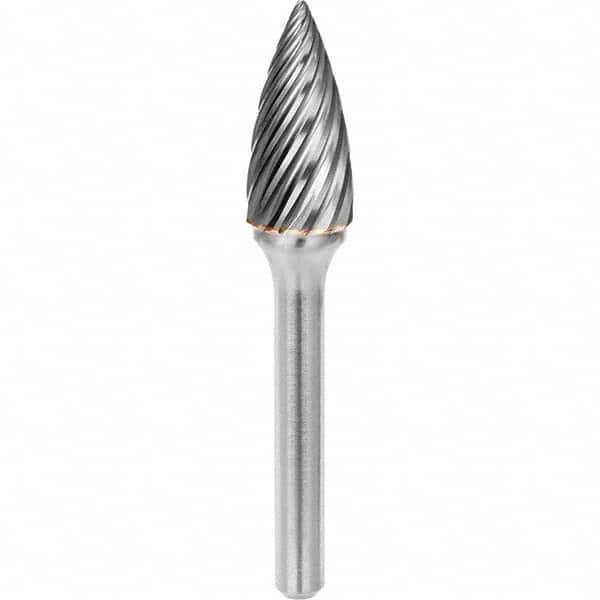 SGS Pro - 3/8" Cut Diam, 1/4" Shank Diam, Tungsten Carbide Inox Cut Pointed Tree Burr - Exact Tool & Supply