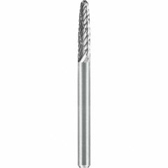 SGS Pro - 1/8" Cut Diam, 1/8" Shank Diam, Tungsten Carbide Double Cut Ball Nose Tree Burr - Exact Tool & Supply