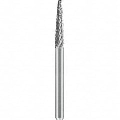 SGS Pro - 1/8" Cut Diam, 1/8" Shank Diam, Tungsten Carbide Double Cut Ball Nose Cone Burr - Exact Tool & Supply