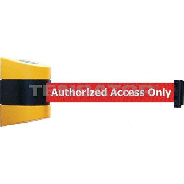 Tensator - 7-1/4" High x 4-3/4" Long x 4-3/4" Wide Magnetic Wall Mount Barrier - Yellow Powdercoat Finish, Black/Yellow, Use with Wall Mount - Exact Tool & Supply