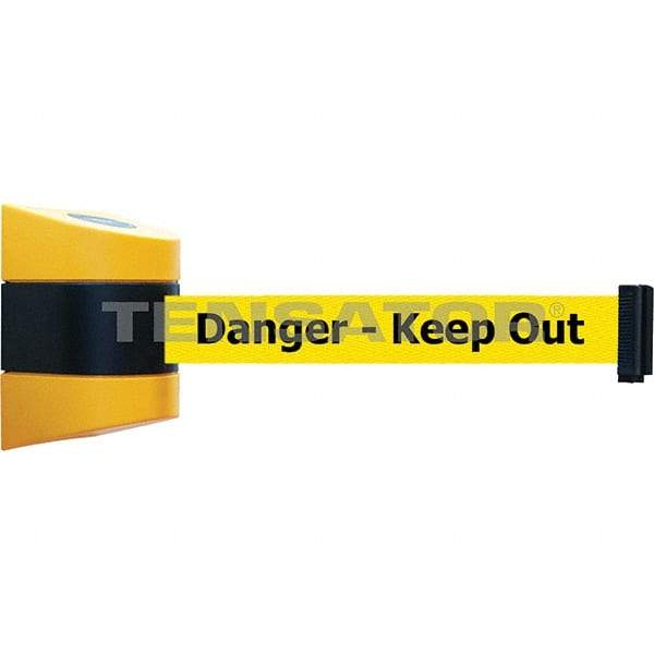 Tensator - 7-1/4" High x 4-3/4" Long x 4-3/4" Wide Magnetic Wall Mount Barrier - Yellow Powdercoat Finish, Black/Yellow, Use with Wall Mount - Exact Tool & Supply
