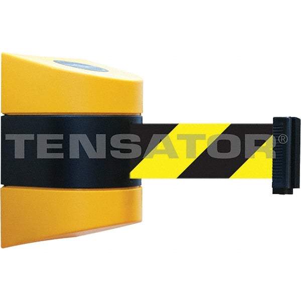 Tensator - 7-1/4" High x 4-3/4" Long x 4-3/4" Wide Magnetic Wall Mount Barrier - Yellow Powdercoat Finish, Black/Yellow, Use with Wall Mount - Exact Tool & Supply