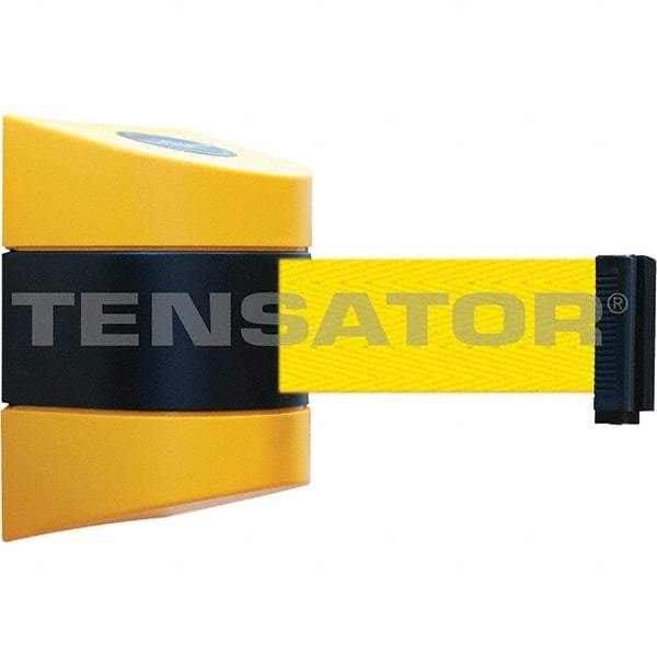 Tensator - 7-1/4" High x 4-3/4" Long x 4-3/4" Wide Magnetic Wall Mount Barrier - Yellow Powdercoat Finish, Black/Yellow, Use with Wall Mount - Exact Tool & Supply