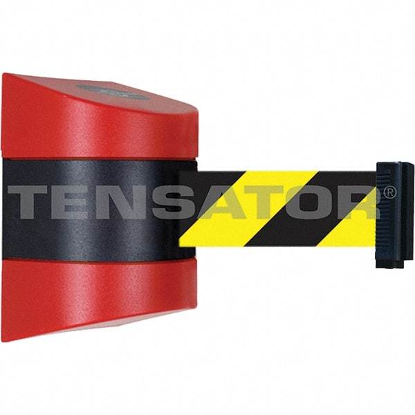Tensator - 7-1/4" High x 4-3/4" Long x 4-3/4" Wide Magnetic Wall Mount Barrier - Red Powdercoat Finish, Red/Black, Use with Wall Mount - Exact Tool & Supply