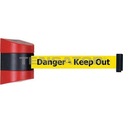 Tensator - 7-1/4" High x 4-3/4" Long x 4-3/4" Wide Magnetic Wall Mount Barrier - Red Powdercoat Finish, Red/Black, Use with Wall Mount - Exact Tool & Supply