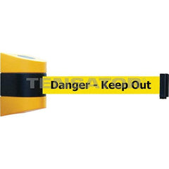 Tensator - 5-1/2" High x 3-1/4" Long x 3-1/4" Wide Magnetic Wall Mount Barrier - Metal, Yellow Powdercoat Finish, Black/Yellow, Use with Wall Mount - Exact Tool & Supply