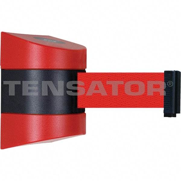 Tensator - 5-1/2" High x 3-1/4" Long x 3-1/4" Wide Magnetic Wall Mount Barrier - Metal, Red Powdercoat Finish, Red/Black, Use with Wall Mount - Exact Tool & Supply