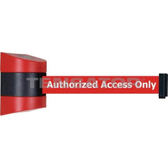 Tensator - 7-1/4" High x 4-3/4" Long x 4-3/4" Wide Magnetic Wall Mount Barrier - Metal, Red Powdercoat Finish, Red/Black, Use with Wall Mount - Exact Tool & Supply