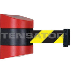 Tensator - 5-1/2" High x 3-1/4" Long x 3-1/4" Wide Magnetic Wall Mount Barrier - Metal, Red Powdercoat Finish, Red/Black, Use with Wall Mount - Exact Tool & Supply