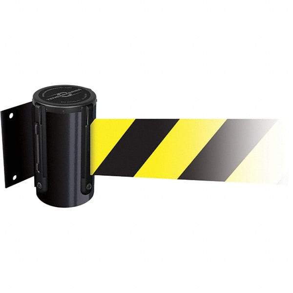 Tensator - 4.74" High x 3-57/64" Long x 3-57/64" Wide Magnetic Wall Mount Barrier - Metal, Black Powdercoat Finish, Black, Use with Wall Mount - Exact Tool & Supply