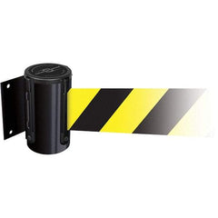 Tensator - 4.74" High x 3-57/64" Long x 3-57/64" Wide Magnetic Wall Mount Barrier - Metal, Black Powdercoat Finish, Black, Use with Wall Mount - Exact Tool & Supply